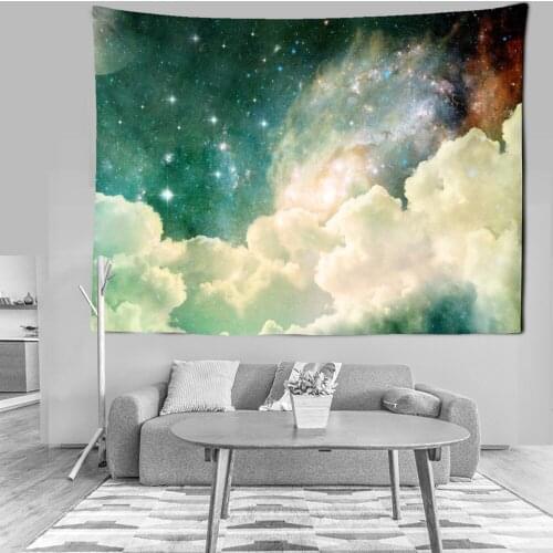 Tapestry Clouds Stars Moon Milky Way Galaxy Theme Dramatic Surreal Cloudscape Wall Tapestry For Living Room Bedroom