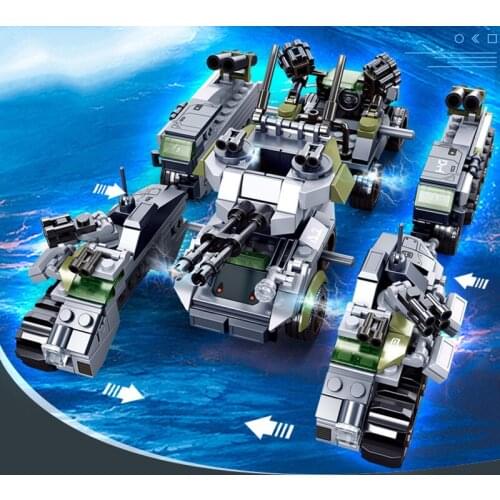 Toy SLUBAN Tank Vehicle Creator 4 IN 1 Ww2 Gun Trucks Building Blocks Military Base Army Soldiers Figures Bricks