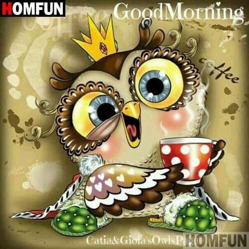 HOMFUN Rhinestone Painting Crystal Decor Diy Diamond Painting "Cartoon owl" 3D Cross Stitch Pattern Diamond Embroidery A00350