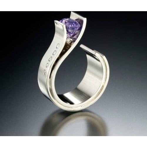 Zircon Rings Opening Ring Stainless Steel Jewelry Accessories Women Party Fingers Decorations