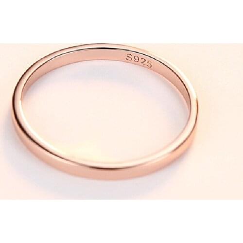 S925 Sterling Silver Rose Gold Plated Ring, Simple And Fashionable Circle, Female Ring Jewelry