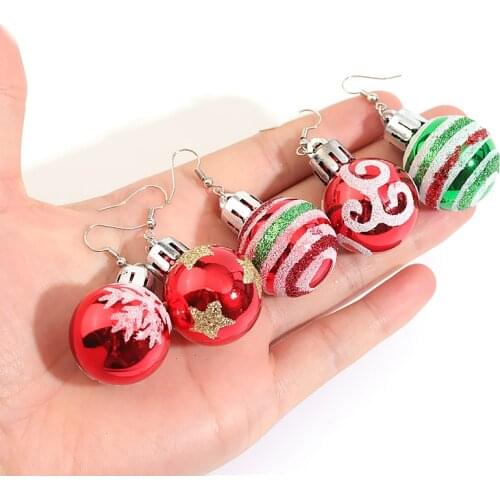 Creative Christmas Bulb Drop Earring Christmas Ball Earrings For Women Christmas Gift Colorful Ball Dangle Earring For Women
