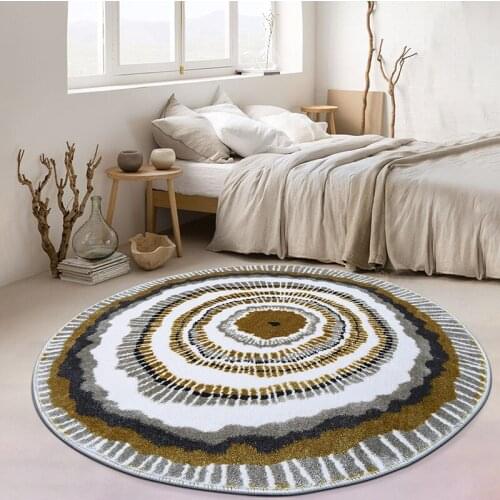 Modern style 3D pattern growth ring round shaped coffee table floor mat. INS popular decoration area rug, villa rug