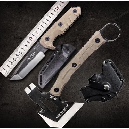 Mini Multifunctional Survival Outdoor Camping Axe and Tactical Pocket Hunting Knife set Fixed Blade Camping Knife with Hatchet