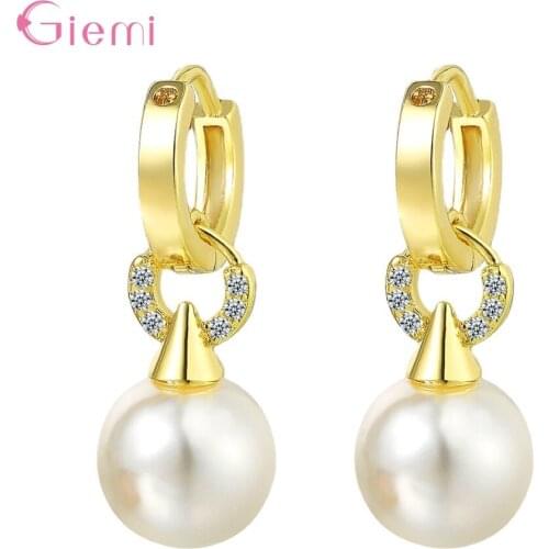 Fashion Temperament Elegant Female Cubic Zircon Drop Earrings For Women Pearl Pendant Earrings Wedding Jewelry