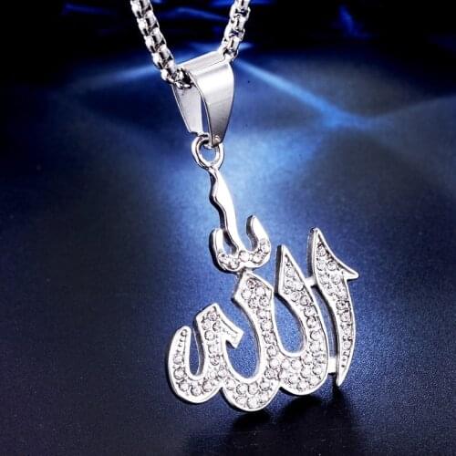 Muslim Rune Pattern Pendant Necklace Mens and Womens Necklaces Bohemian Crystal Inlaid Necklace Pendant Accessories Jewelry