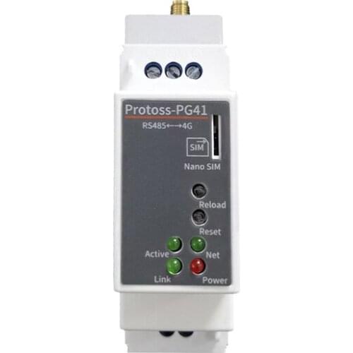 DIN-Rail Serial port RS485 to 4G LTE-TDD LTE-FDD 3G WCDMA 2G GSM converter server Protoss-PG41 Support Modbus Data Transmission
