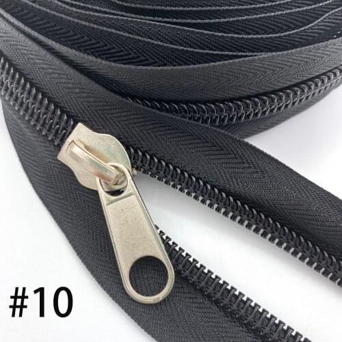 #10 Nylon Zippers Rolls 3 meters with 3pcs Sliver Zipper Slider-Supplies for sewing Bags,Tents,fishing gear bags etc