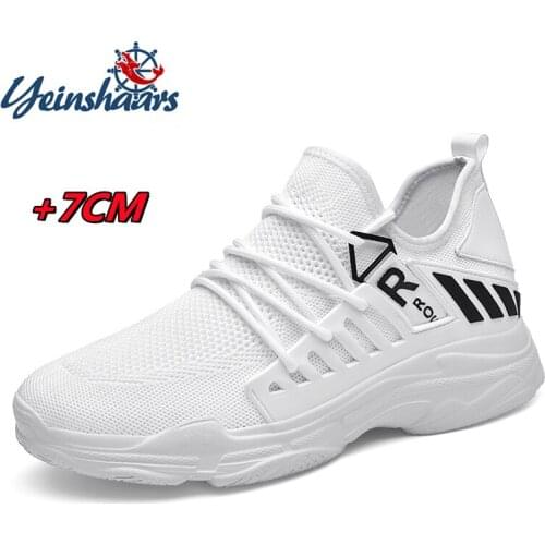 YEINSHAARS New Men Sneakers Elevator Shoes Height Increase Shoes Fashion Man White Tall Man Tall Shoes