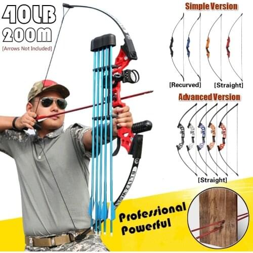 Professional Hunting Bow and Arrow 40lbs Powerful Straight Bow Recurve Bow Archery Outdoor Sports Hunting Shooting Practice