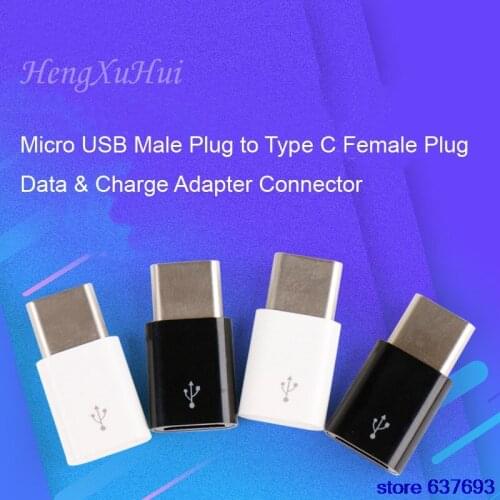 Micro USB Female Plug to Type C Male Plug Data and Charge Cable Adapter Connector