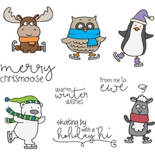 Happy Winter Anilmals Clear Stamp DIY Stencil For Scrapbooking Album Photo Embossing Template Paper Card Craft Fun New