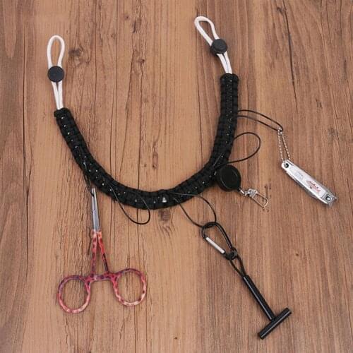 Fly Fishing Lanyard Necklace Braided Fishing Rope Fishing Tools Holder Hanging Line Outdoor Fishing Accessories Fishing Tools