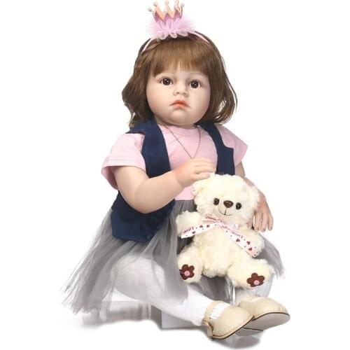 28" 70CM silicone reborn baby dolls/ girl toddlers dolls brown curly hair children gift clothing model bonecas