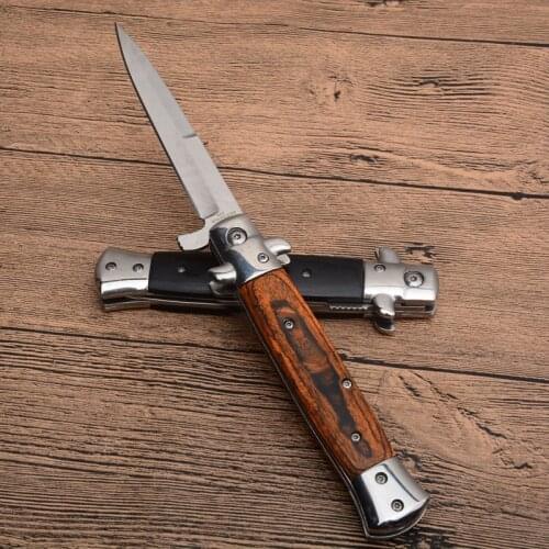 9'' Damascus Steel 58HRC Exquisite Stiletto Folding Knife Pocket Knife Outdoor Knife Combat Camping Hunting Survival Knives Tool