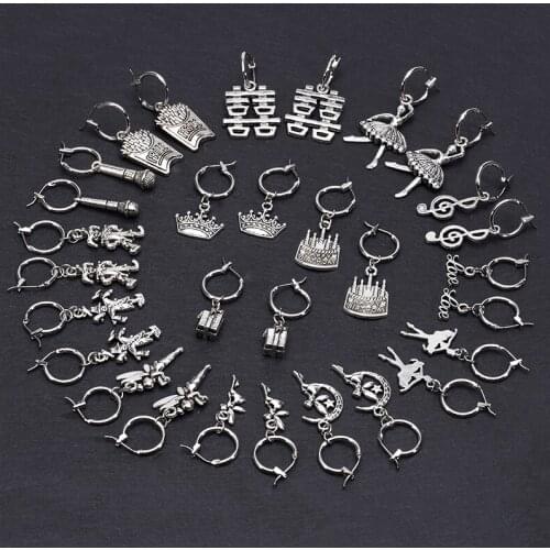 SOHOT Silver Color Alloy Microphone Fries China Character Cake Clown Pendant Women Drop Earrings Charming Christmas Day Jewelry