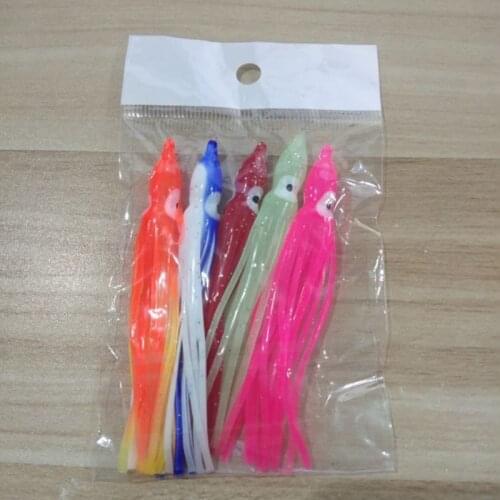 2bags 10pcs 9cm Soft Squid Skirts Luminous Plastic Octopus Bait Fishing Artificial Lure Mix Color Lumo Pink Blue Orange
