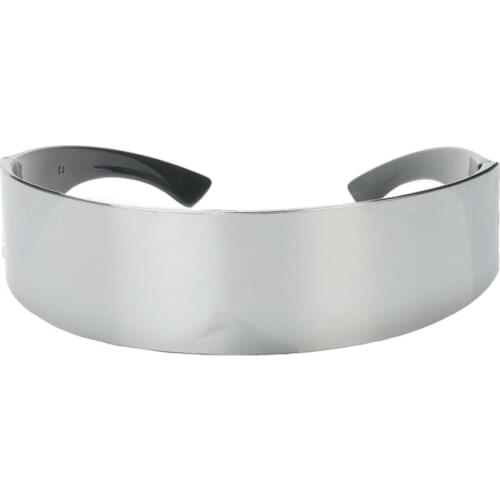 Fun Metallic Silver Futuristic Soldier Space Alien Robot Costume Sunglasses Cosplay Accessories Photobooth Costume Props