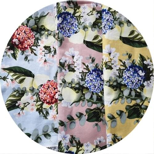 0.5METER Color Hydrangea vintage fabric Retro style fabric Calico Printed cotton fabric for DIY Bag 1 order=50cm*140cm