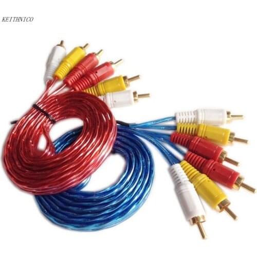 1PC 3 RCA Para 3 RCA Male to Male Jack Stereo Daul Channel Cable Aux DVD VCD Audio Video TV AV Laptop Cable 1.5m