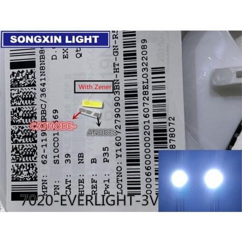 2000pcs For LED LCD Backlight TV Application LED Backlight 0.5W 3V 7020 Cool white EVERLIGHT LCD Backlight for TV 62-119UMRBC