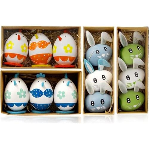 3PCS Cute Easter Egg Artificial Cute Plastic Egg Ornament Basket Stuffer Party Favor for Home Decor