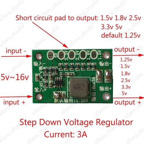 3pcs DC-DC Buck Step-down Converter 1.25V 1.5V 1.8V 2.5V 3.3V 5V 3A Voltage Regulator