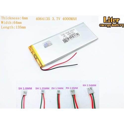 4064135 3.7v 4000AMH Tablet PC polymer battery FOR 3.7v 4000AMH 4064135 PLUG polymer rechargeable battery