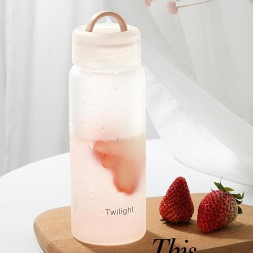 420ml Portable Glass Water Bottle Special Design Big Glass Eco Friendly Safe Water Bottle Frosted Candy Color Girls Bottle