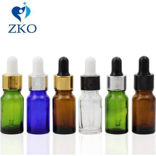 5pcs/lot 5/10ml Golden/Silver Plating Cover Eye Dropper Drop Glass Aromatherapy Pipette Bottle Refillable Essential Oil Bottle