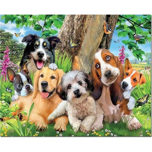 5d diy diamond painting full square Jack Russell terrier Border Collie Bulldog French Bulldog Pug Retriever Spitz Dogs photo