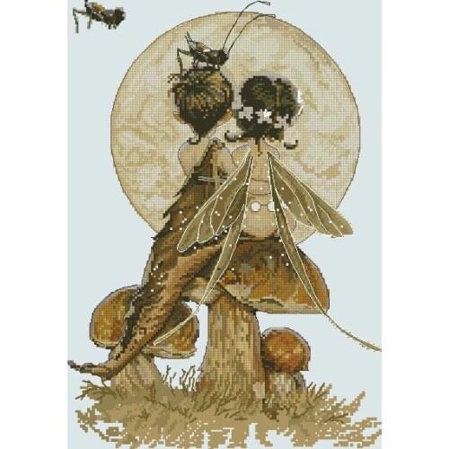 FREE delivery Top Quality lovely counted cross stitch kit Clair de Lune mushroom fairy, moon fairy Rouge Gorge nimue nium