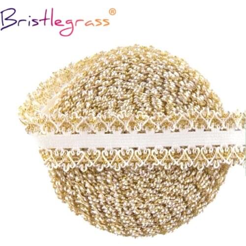 BRISTLEGRASS 2 5 10 Yard 1" 25mm Glitter Picot Crown Frilly Decorative Lace Trim Elastic Spandex Band Tape Lingerie Dress Sewing