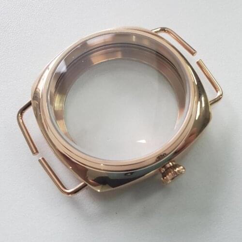 Watch polished steel gold case 45mm fit ETA 6497/6498 movement military P45-6