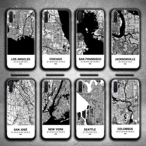 Travel Country Sketch City Map Phone Case For Samsung Galaxy Note20 ultra 7 8 9 10 Plus lite M51 M21 J8 Plus 2018 Prime