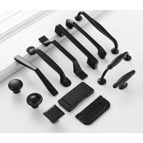 Black Handles for Furniture Cabinet Knobs and Drawer Knobs Cabinet Pulls Cupboard Handles Knobs and Kitchen Handles simple style