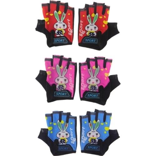 Cycling Gloves Kids Child Rabbit Outdoor Sports Non Slip Breathable Half Finger