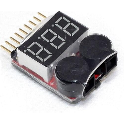 By dhl 100pcs 1-8S Lipo/Li-ion/Fe Battery Voltage 2IN1 Tester Low Voltage Buzzer Alarm