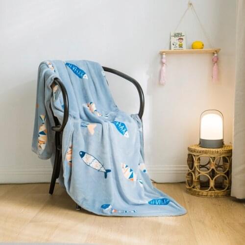 Home Textile blue fish Cartoon Stitch Printed Cartoon Blanket for Kids Gift Stitch Coral Fleece Blanket Throw on Bed Sofa Boys
