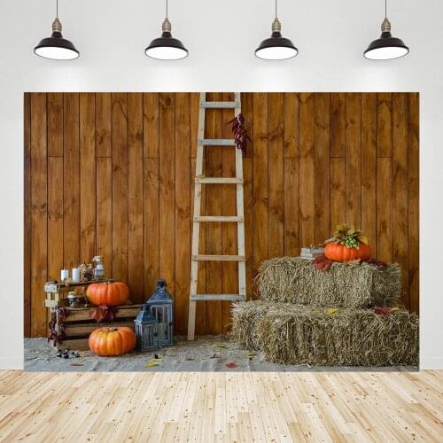 Halloween Autumn Barn Hay Pumpkins Photographic Backgrounds Backdrops for Baby Children Portrait Family Photocall Photo Studio