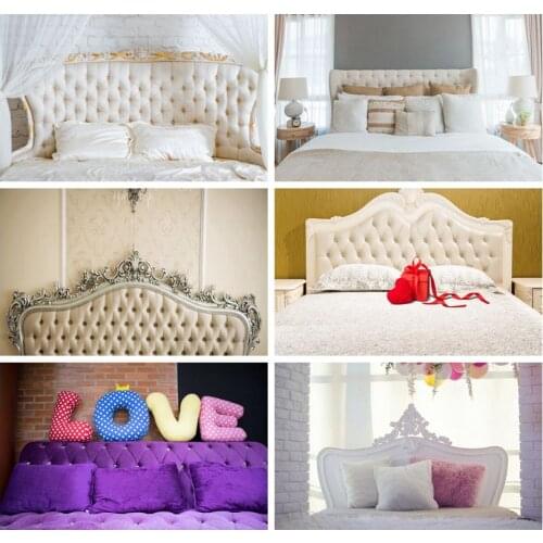 White Brick Wall Bed Curtain Headboard Pillows Portrait Photo Backdrops Photographic Backgrounds Bedroom Decor Photophone Props