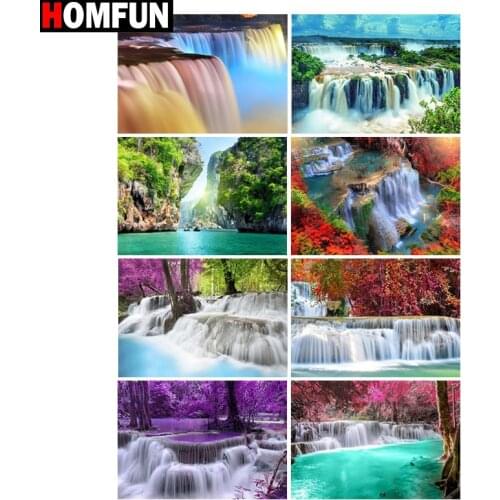 HOMFUN 5D Diy Diamond Painting Cross Stitch "Waterfall scenery" Home Decor Full Rhinestones Inlay Diamond Embroidery