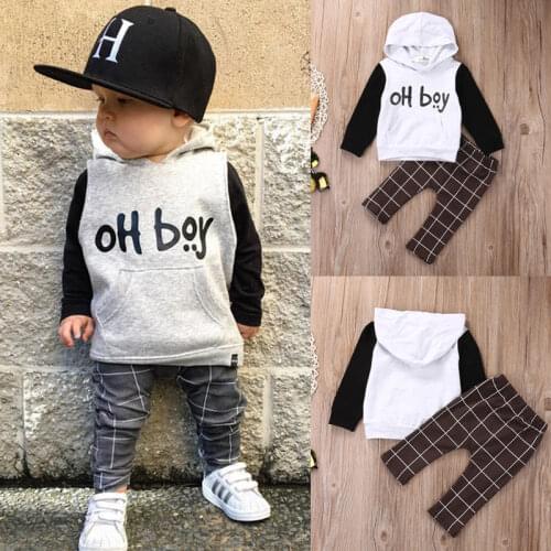 Pudcoco Boy Set 0-4Y Toddler Baby Boys Hooded Hoodie Tops+Long Pants 2pcs Outfits Cotton Clothes Set