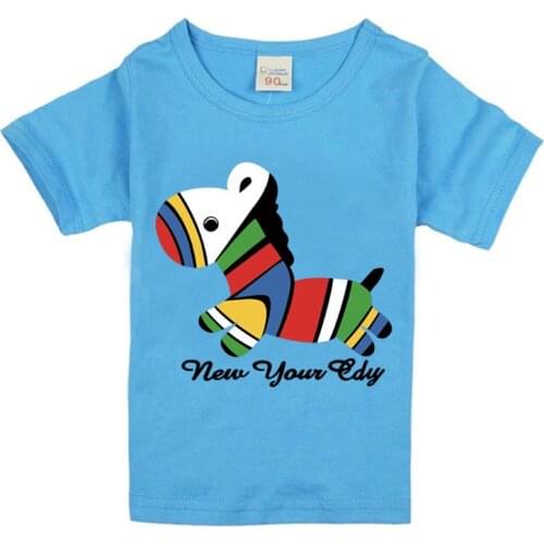 Cartoon Zebra Printed Creative T-shirt Kids Causal Cotton O-Neck Short Sleeve Horse Animal Funny Summeri Boy Girl Tshirt