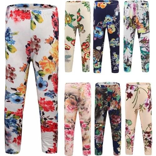 Girl Leggings 2021 New Baby Girl Clothes Flower Printed Leggings for Girl Kids Pants Children Trouser Clothing 3-12 Year