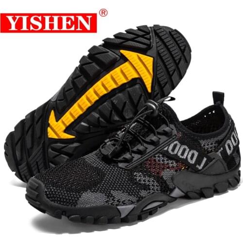 YISHEN Summer Breathable Men Hiking Shoes Suede Mesh Outdoor Men Sneakers Climbing Shoes Men Sport Shoes Quick-dry Water Shoes