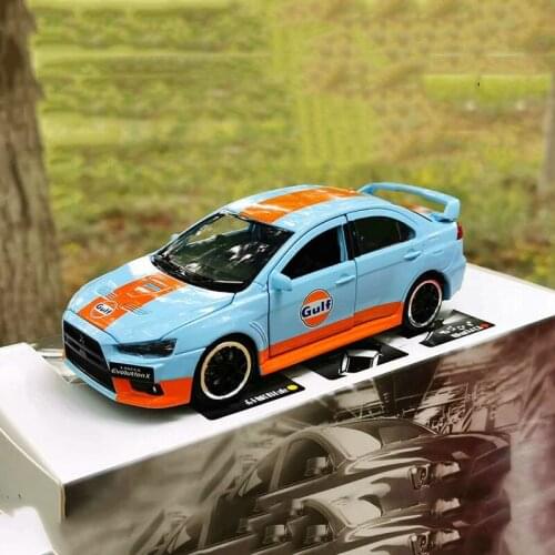 Diecast 1:32 Scale EVO Tenth Generation Gulf Lancer EvoX Alloy Car Model Collection Static Decoration Gifts Kids Toys Boys