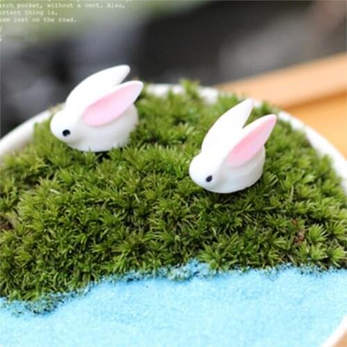 Mini Rabbit Animal Miniature Fairy Garden Decoration Doll House Terrarium Decor Ornament Toys Micro Landscape Ornaments