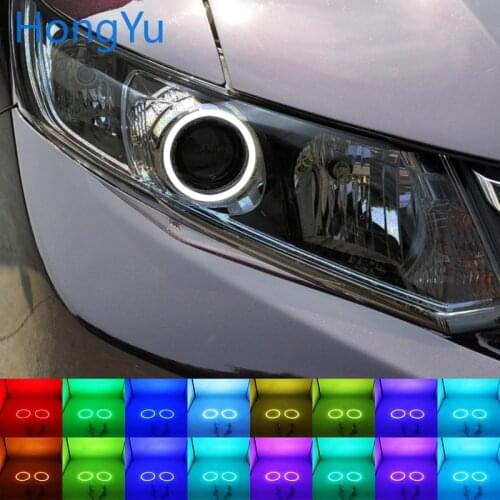 Multi-color RGB LED Angel Eyes Halo Ring Eye DRL RF Remote Control for Honda Civic Sedan 2012 - 2015 xenon headlight Accessories