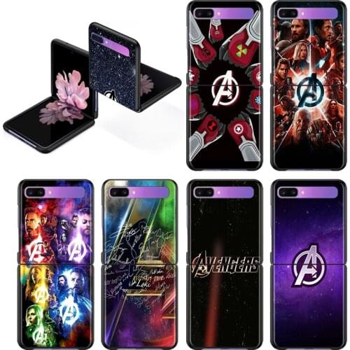 Marvel Avengers A Logo Fashion Mobile Hard Shockproof Cover For Samsung Galaxy Z Flip 3 5G Black Fundas Phone Case